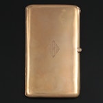 14K Gold and Sapphire Cabochon Art Deco Cigarette Case, Early to Mid 20th C