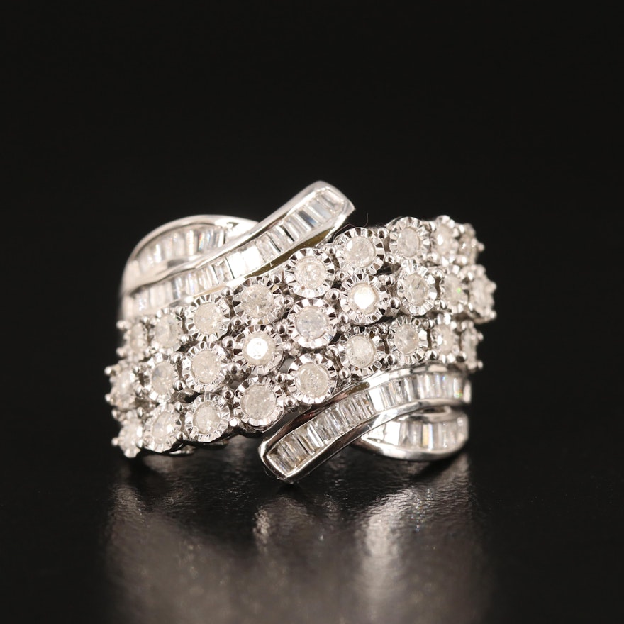 Diamond Bypass Ring in Sterling