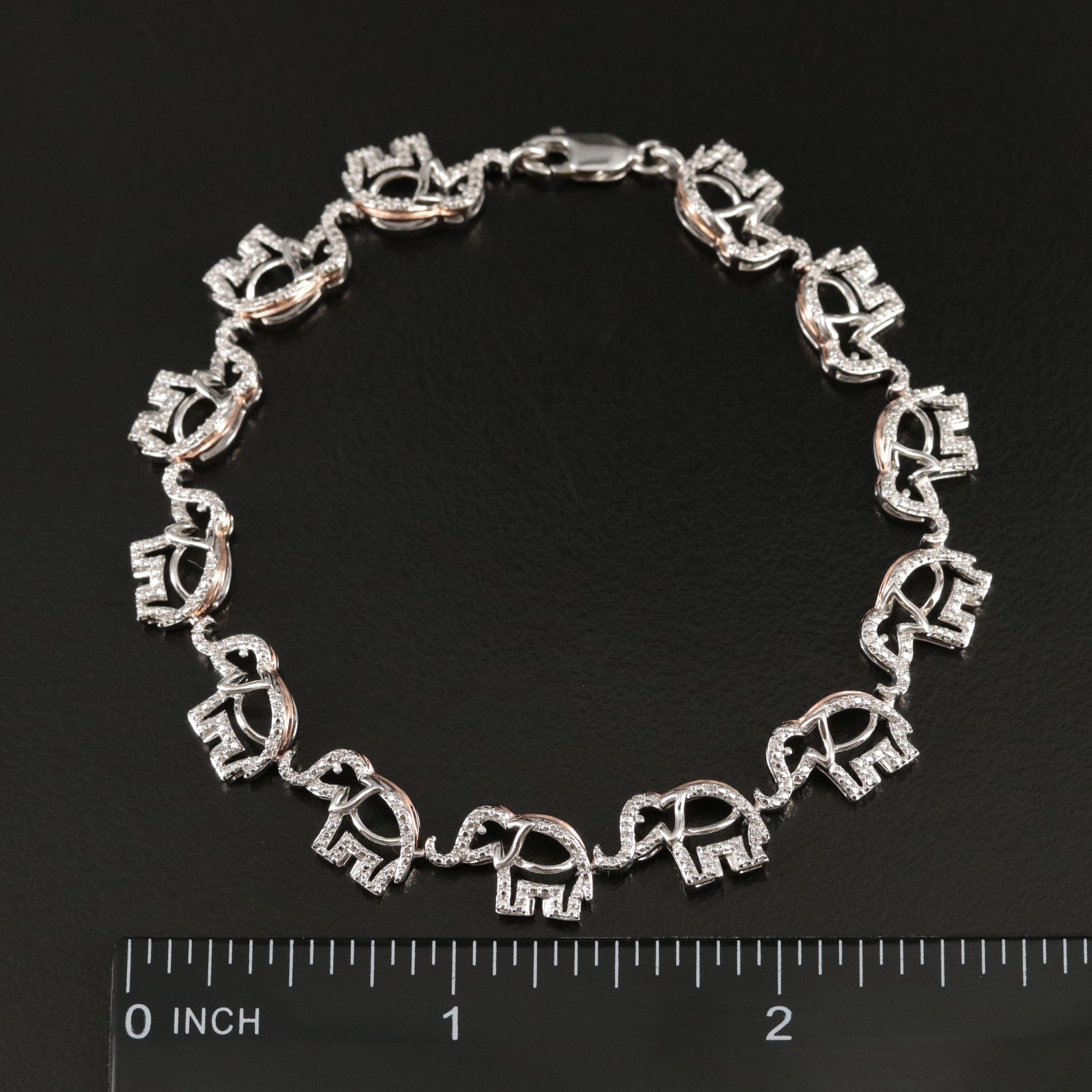 Sterling Diamond Elephant Bracelet EBTH