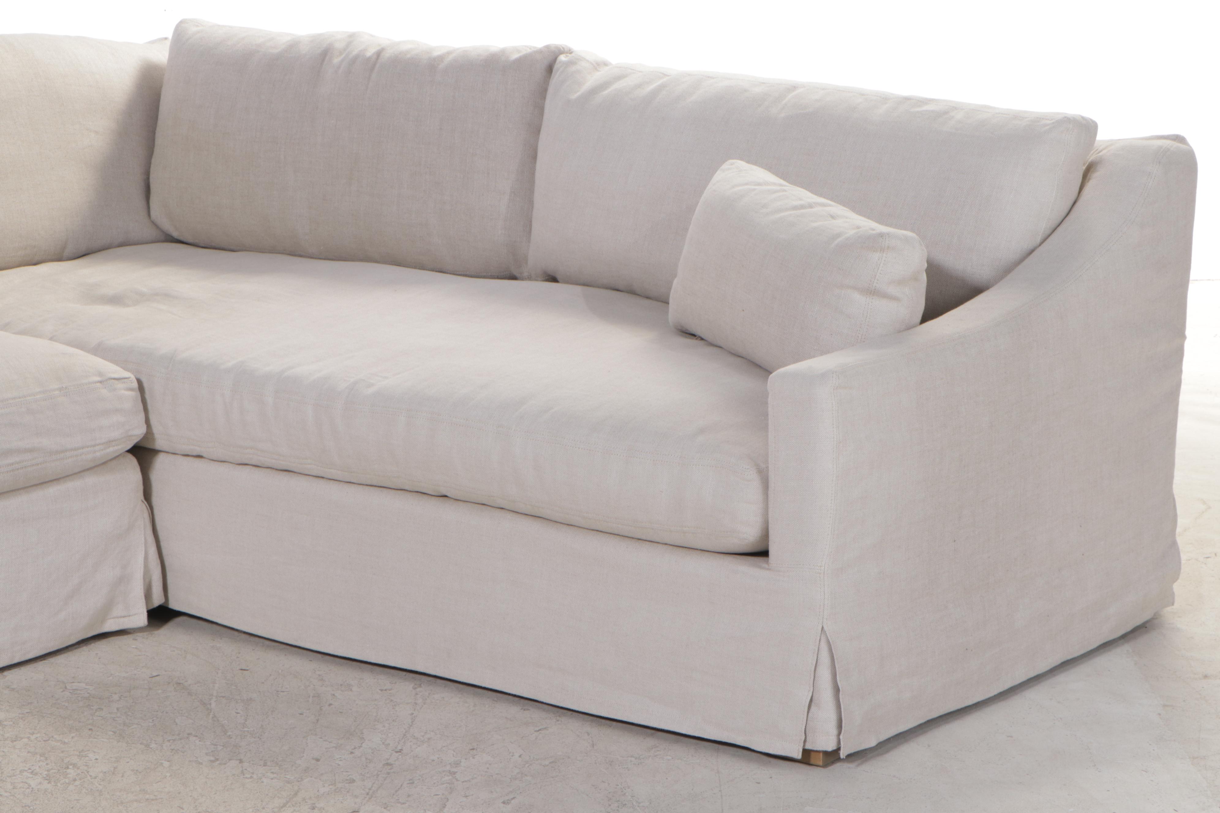 TwoPiece Linen SlipCovered Sectional Sofa EBTH