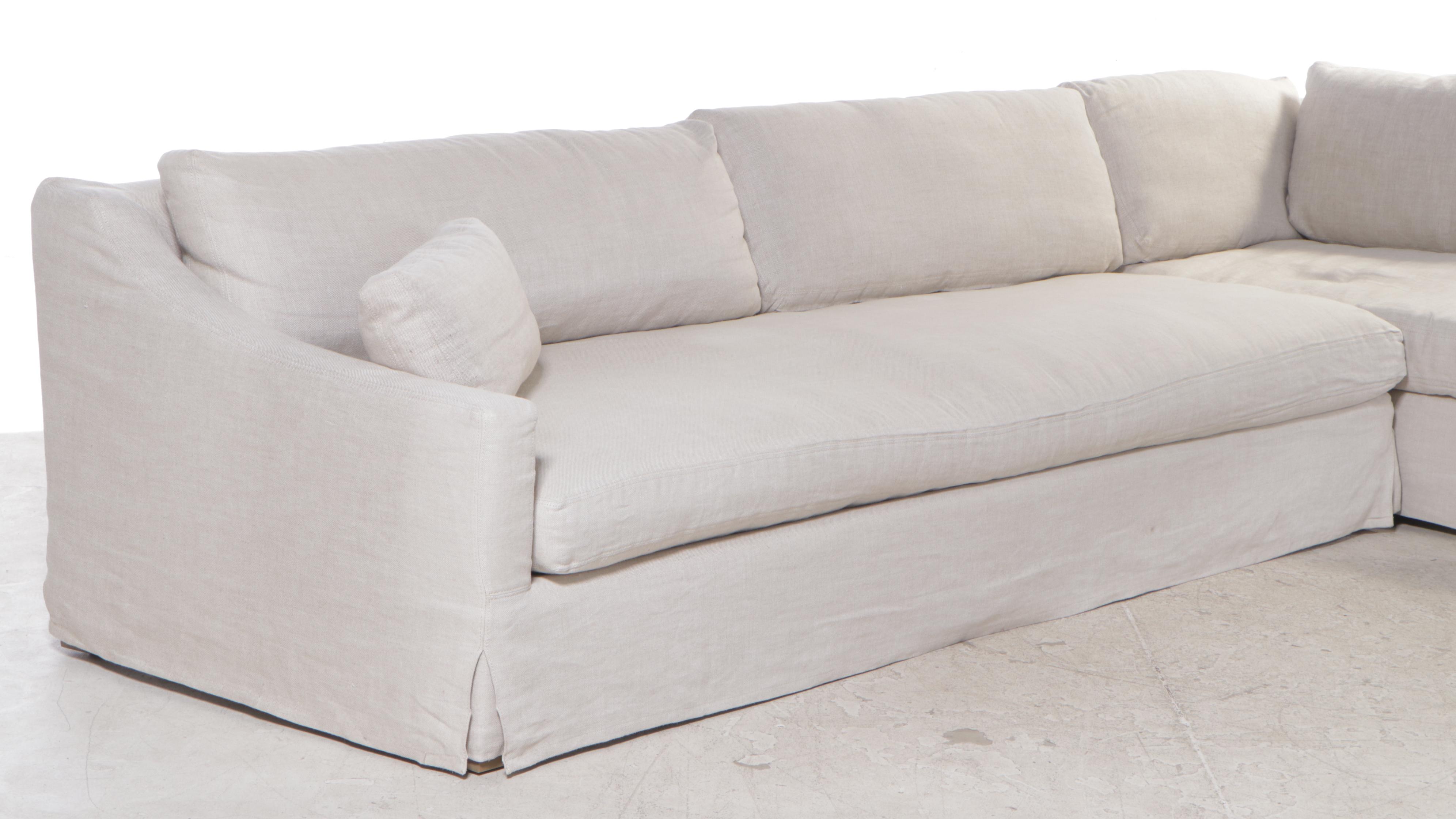 TwoPiece Linen SlipCovered Sectional Sofa EBTH