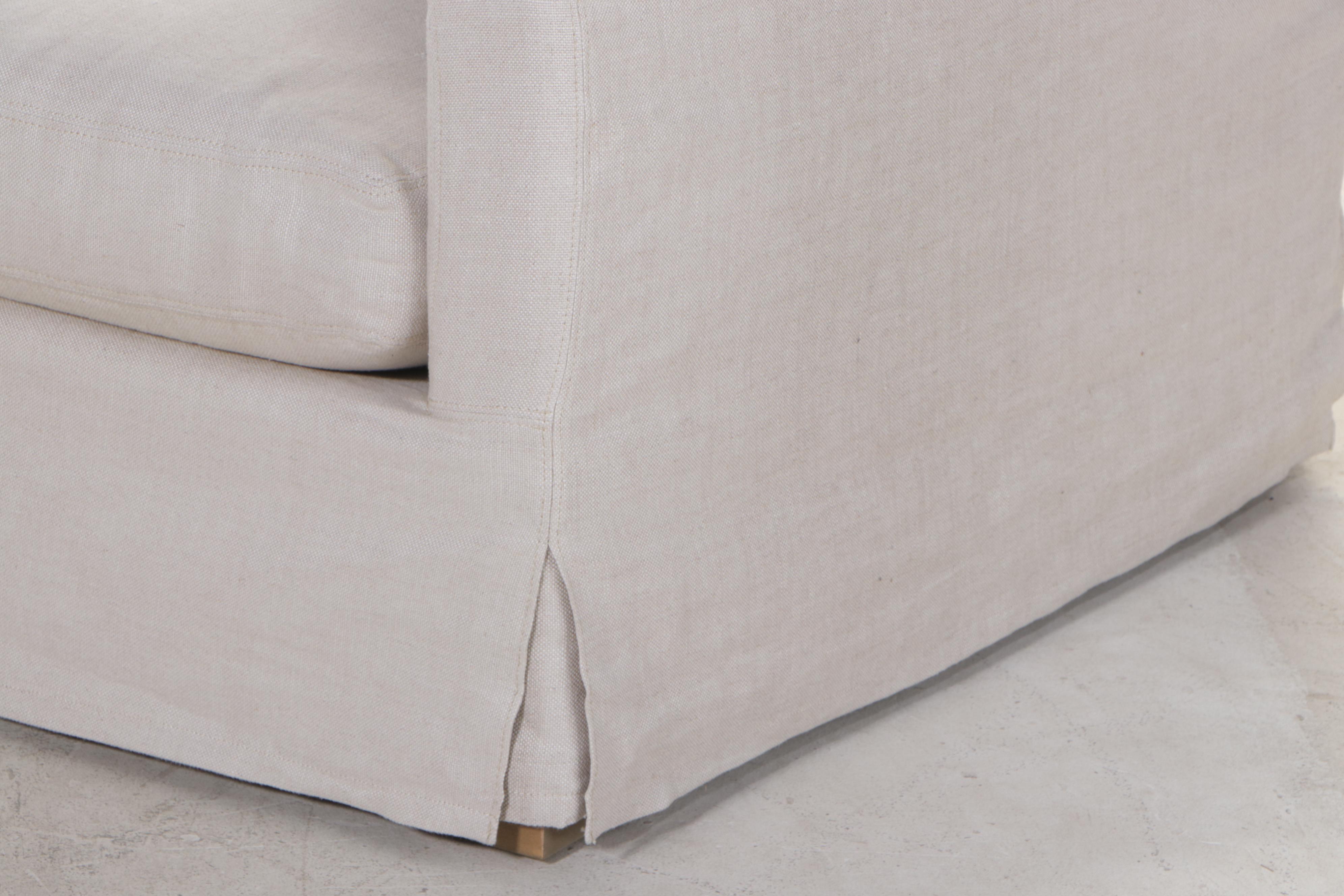 TwoPiece Linen SlipCovered Sectional Sofa EBTH