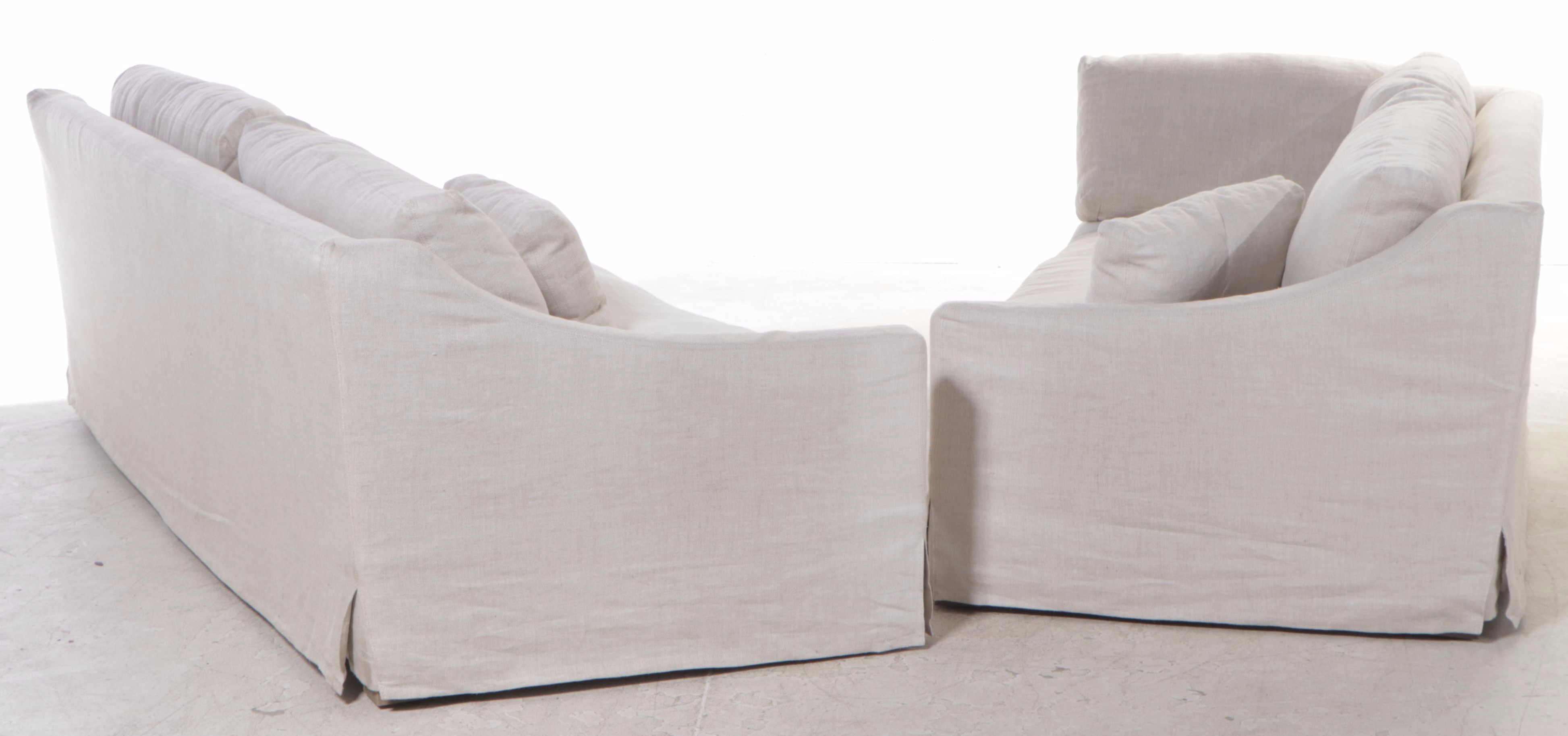 TwoPiece Linen SlipCovered Sectional Sofa EBTH