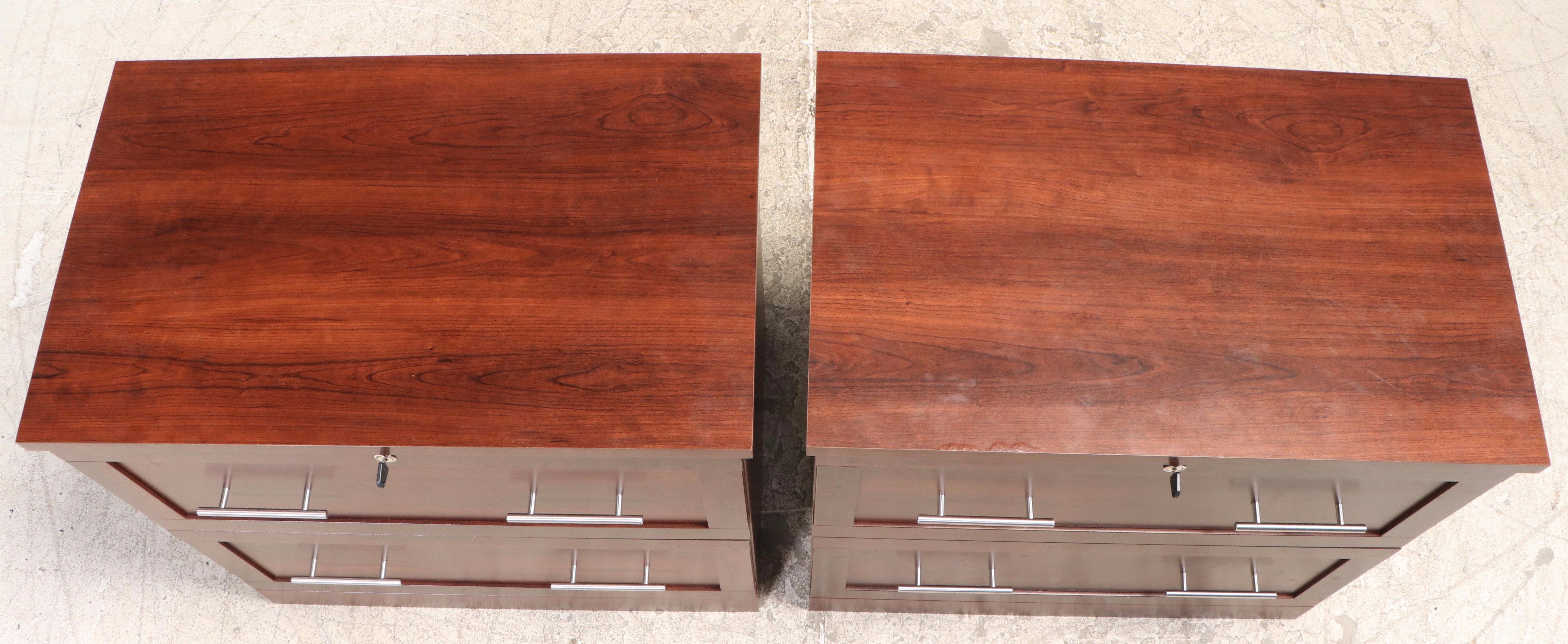 Pair of Sauder WalnutGrained Laminate TwoDrawer File EBTH