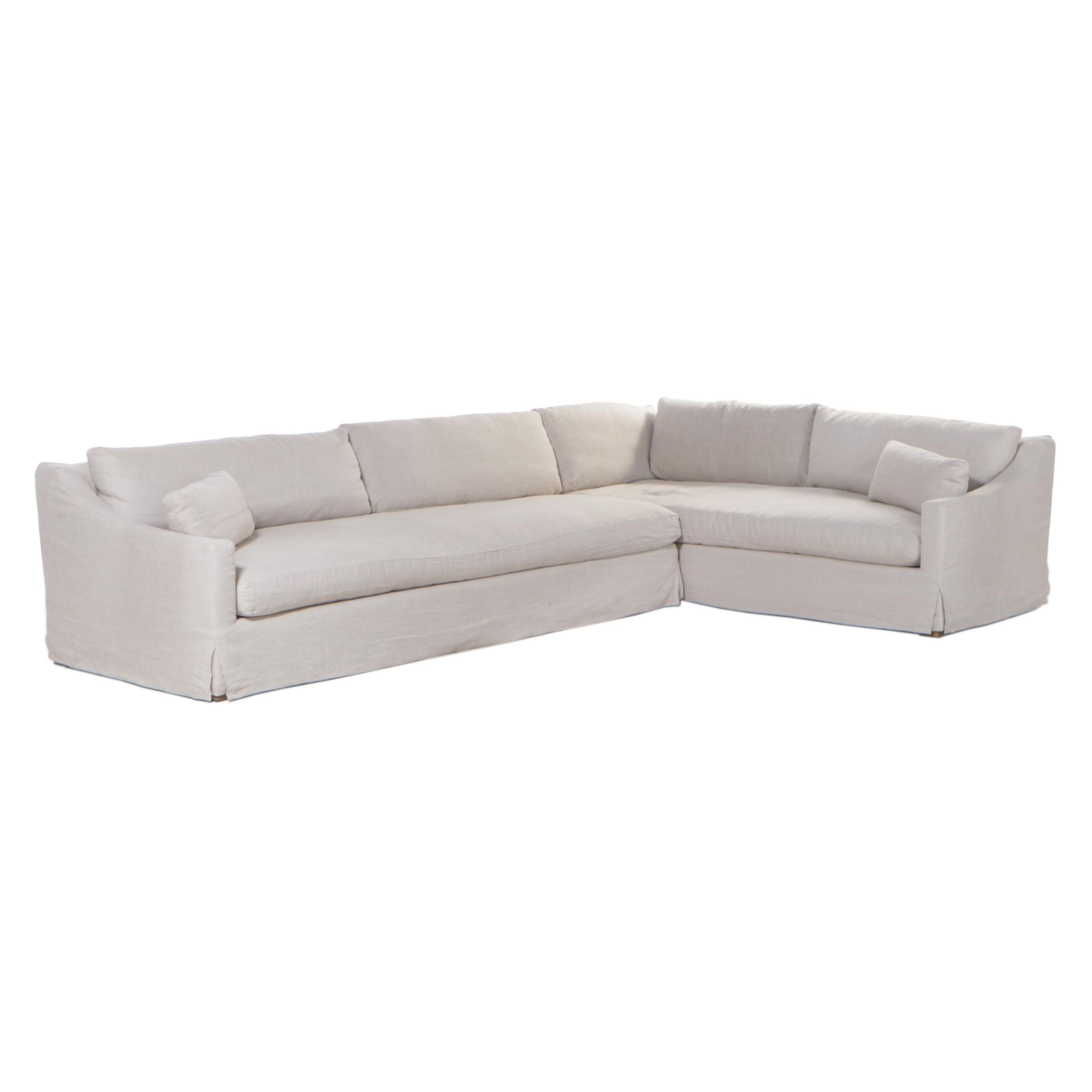 TwoPiece Linen SlipCovered Sectional Sofa EBTH
