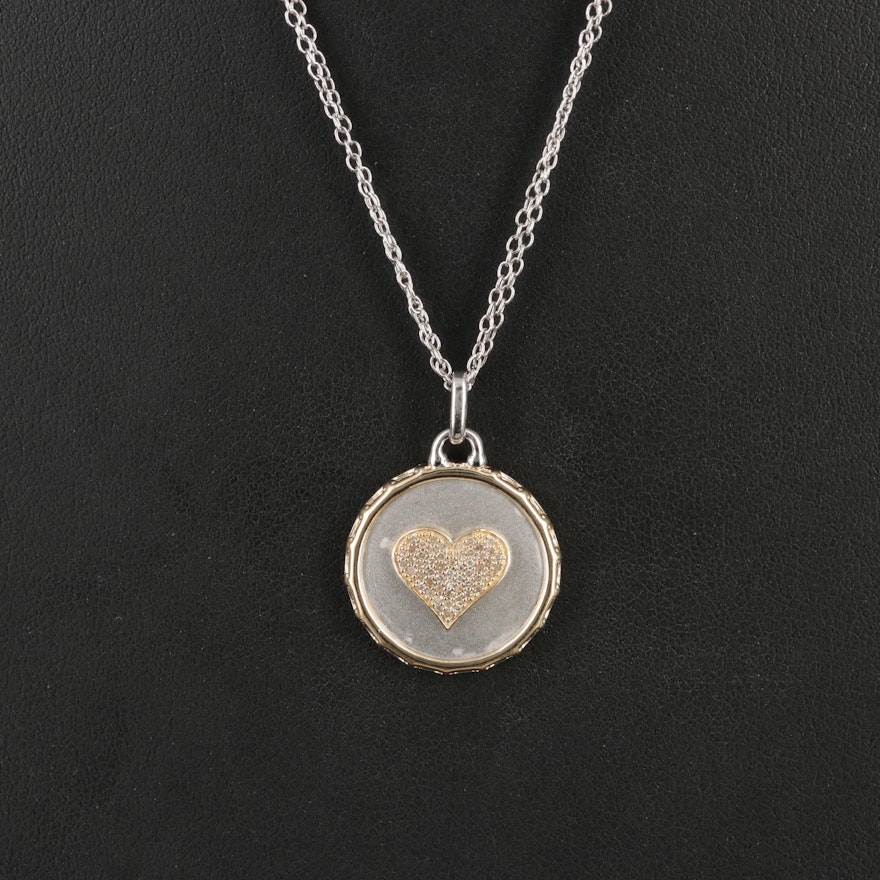 Hallmark Sterling Diamond Heart Pendant Necklace with 14K Accents