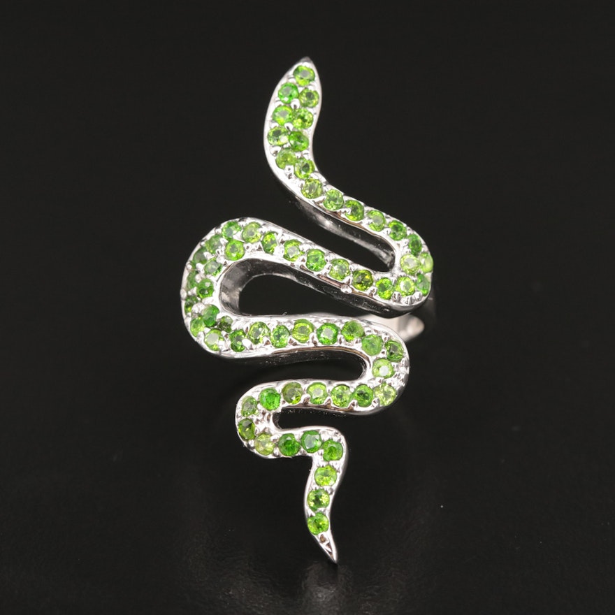 Sterling Diopside Serpent Ring