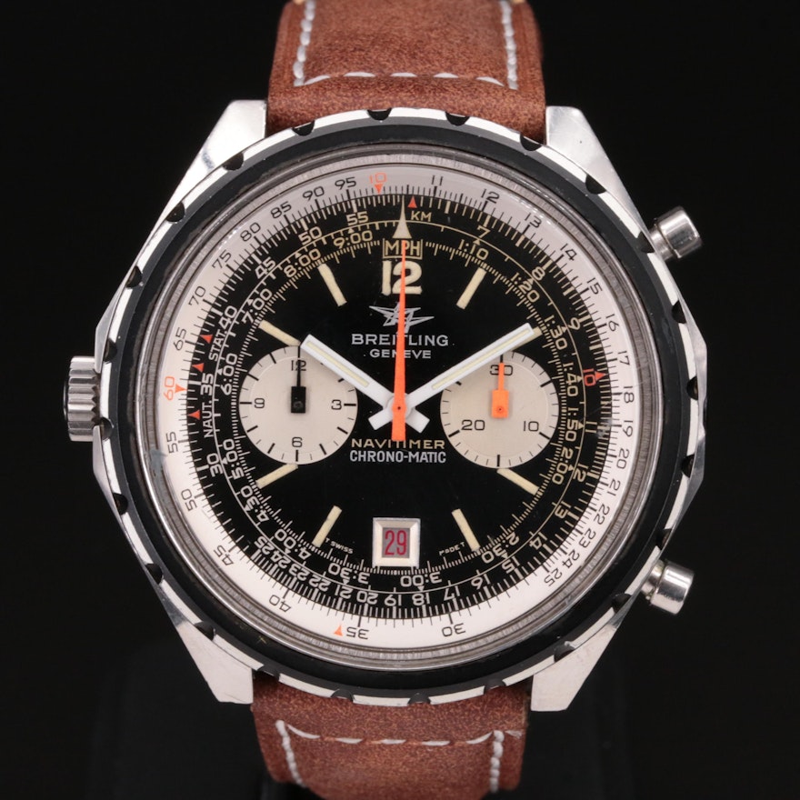 Breitling Navitimer Chrono-Matic Vintage Stainless Steel Wristwatch