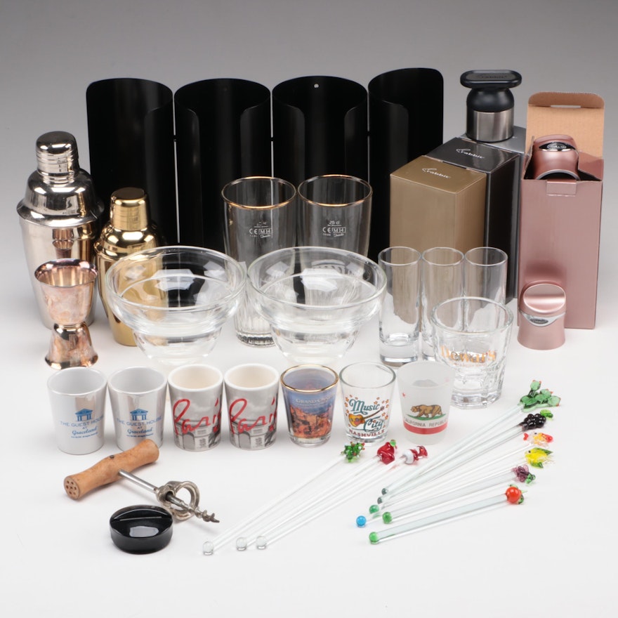 Wine Rack, Tumblers, Shakers, Shot Glasses and More Bar Tools and Accessories
