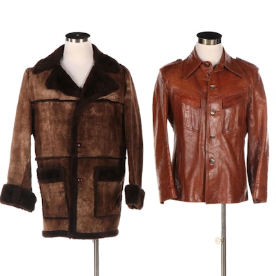 Men's AQG International Collection Leather Jacket and The Leather Shop Coat