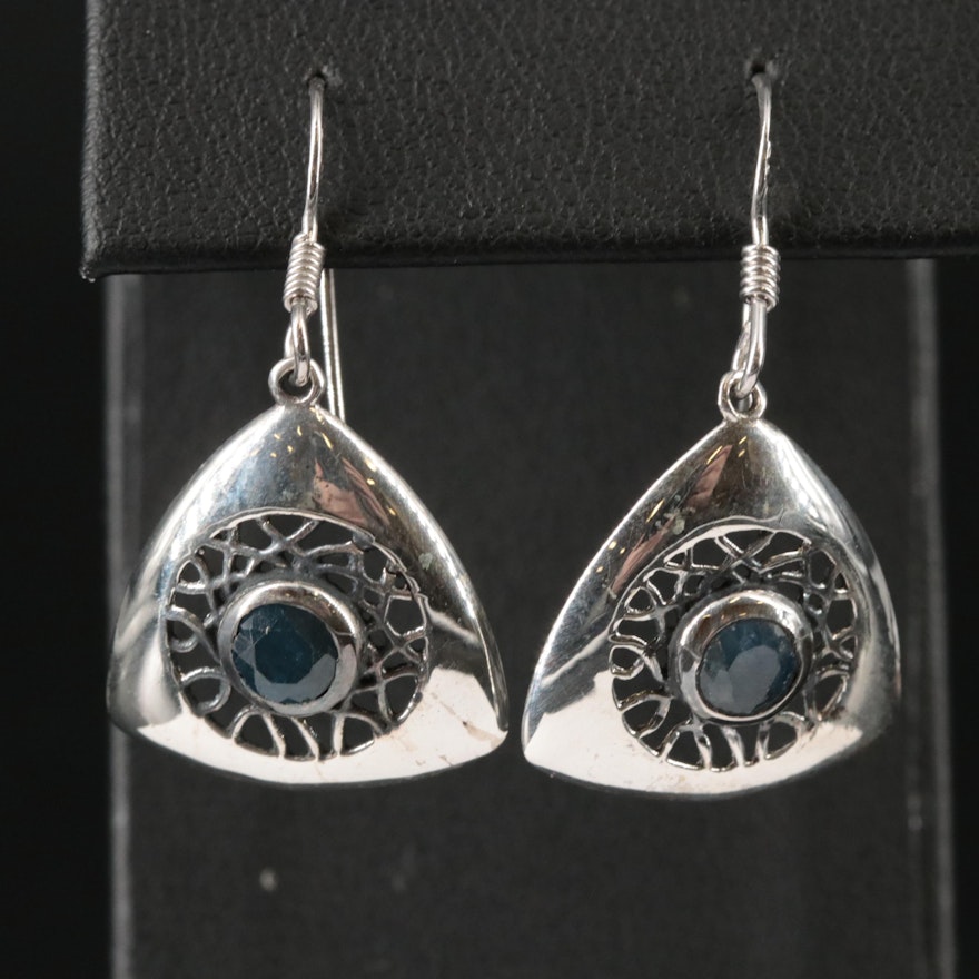 Sterling Silver Sapphire Dangle Earrings