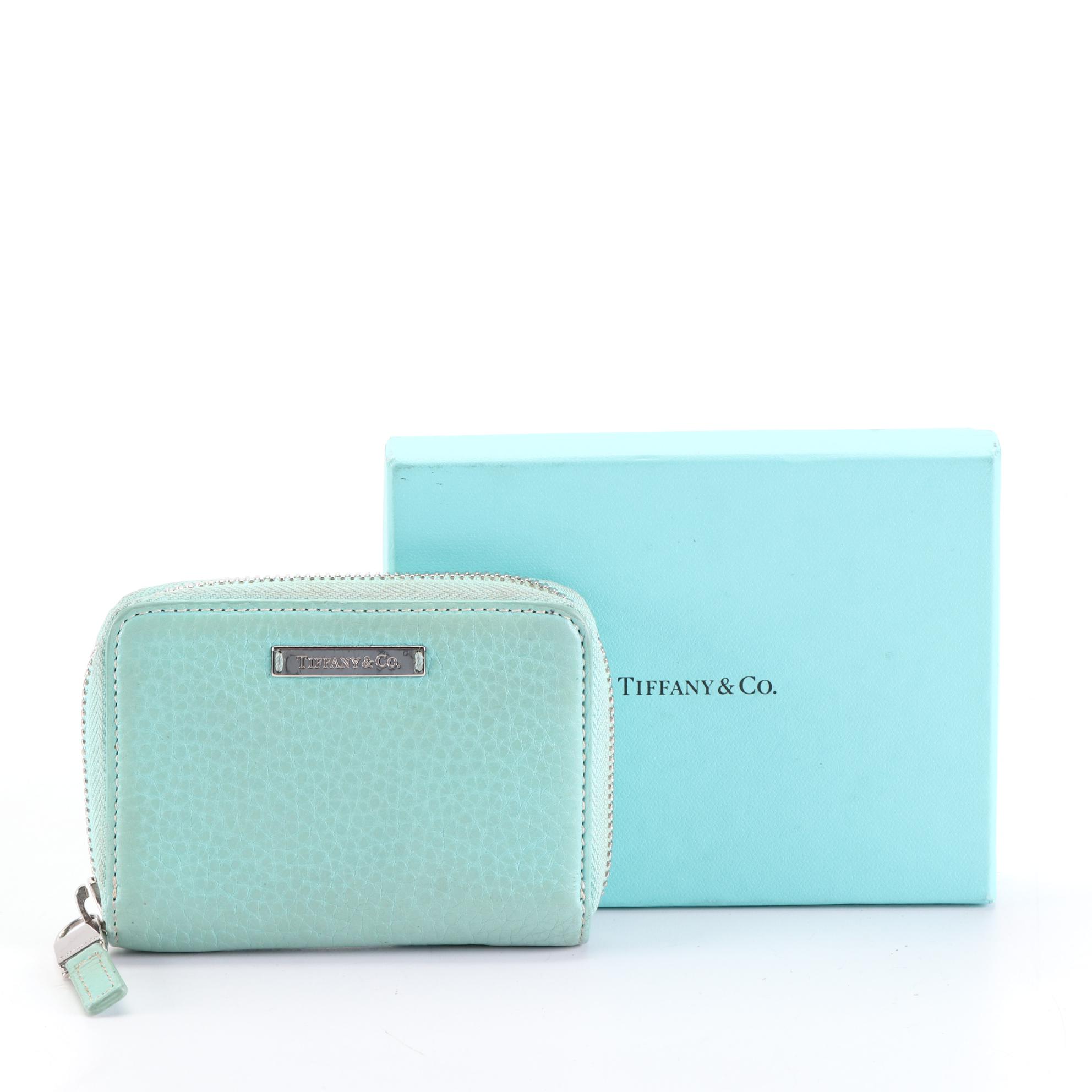Tiffany & Co. Zip Wallet in Tiffany Blue® Grained Leather with Box EBTH