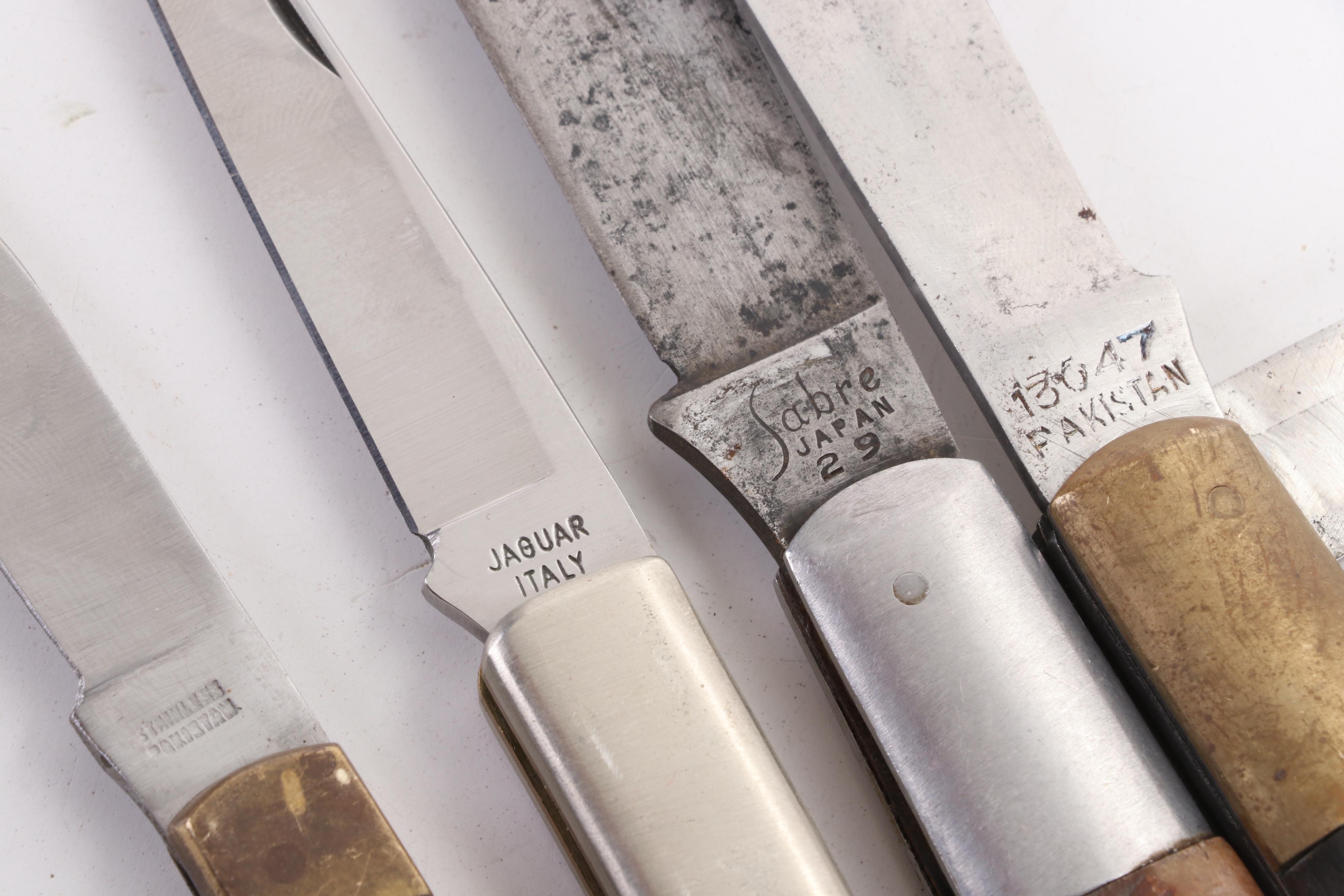 Jaguar, Sabre, Bullet with Other Folding Knives, Ruler and Razor EBTH