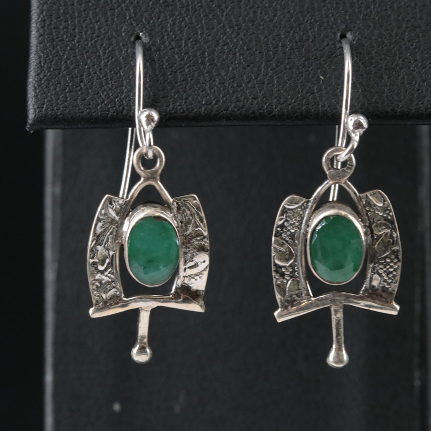 Sterling Emerald Dangle Earrings