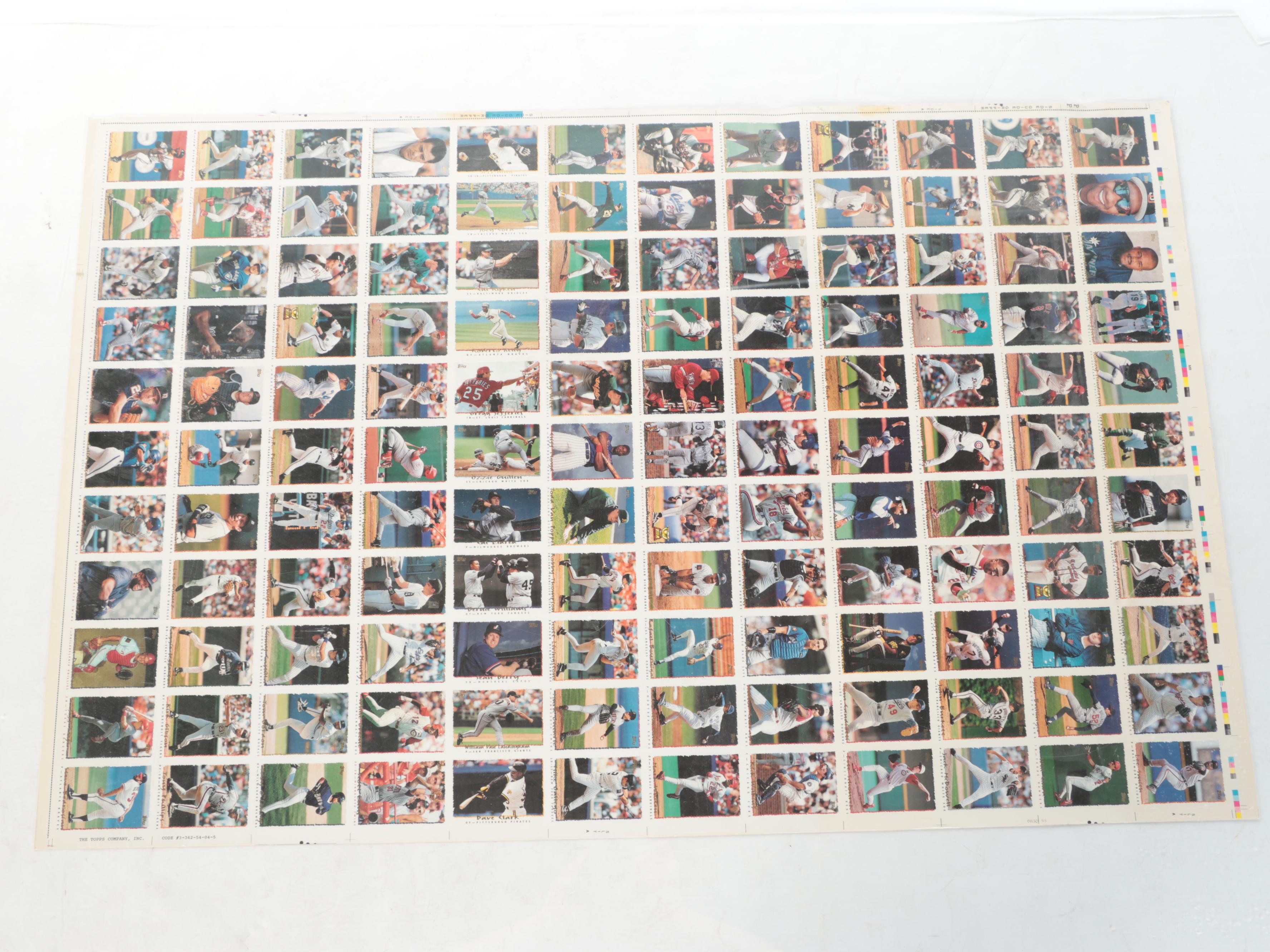 1995 Topps Proof Uncut Baseball Card Sheet, Wheaties 75 Years Framed