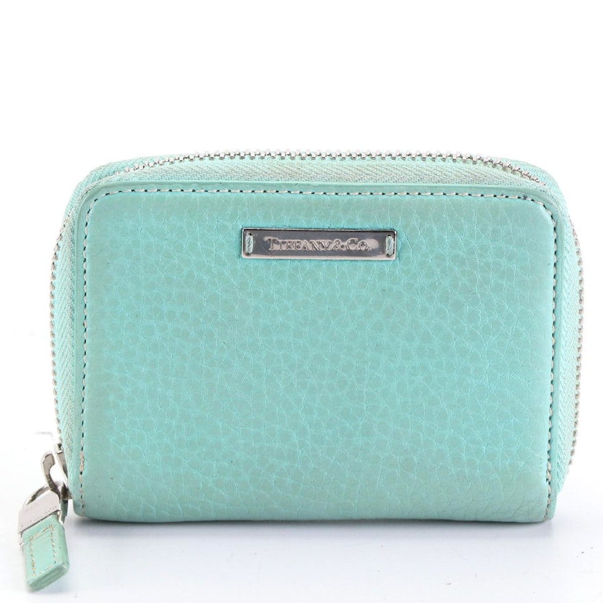 Tiffany & Co. Zip Wallet in Tiffany Blue® Grained Leather with Box