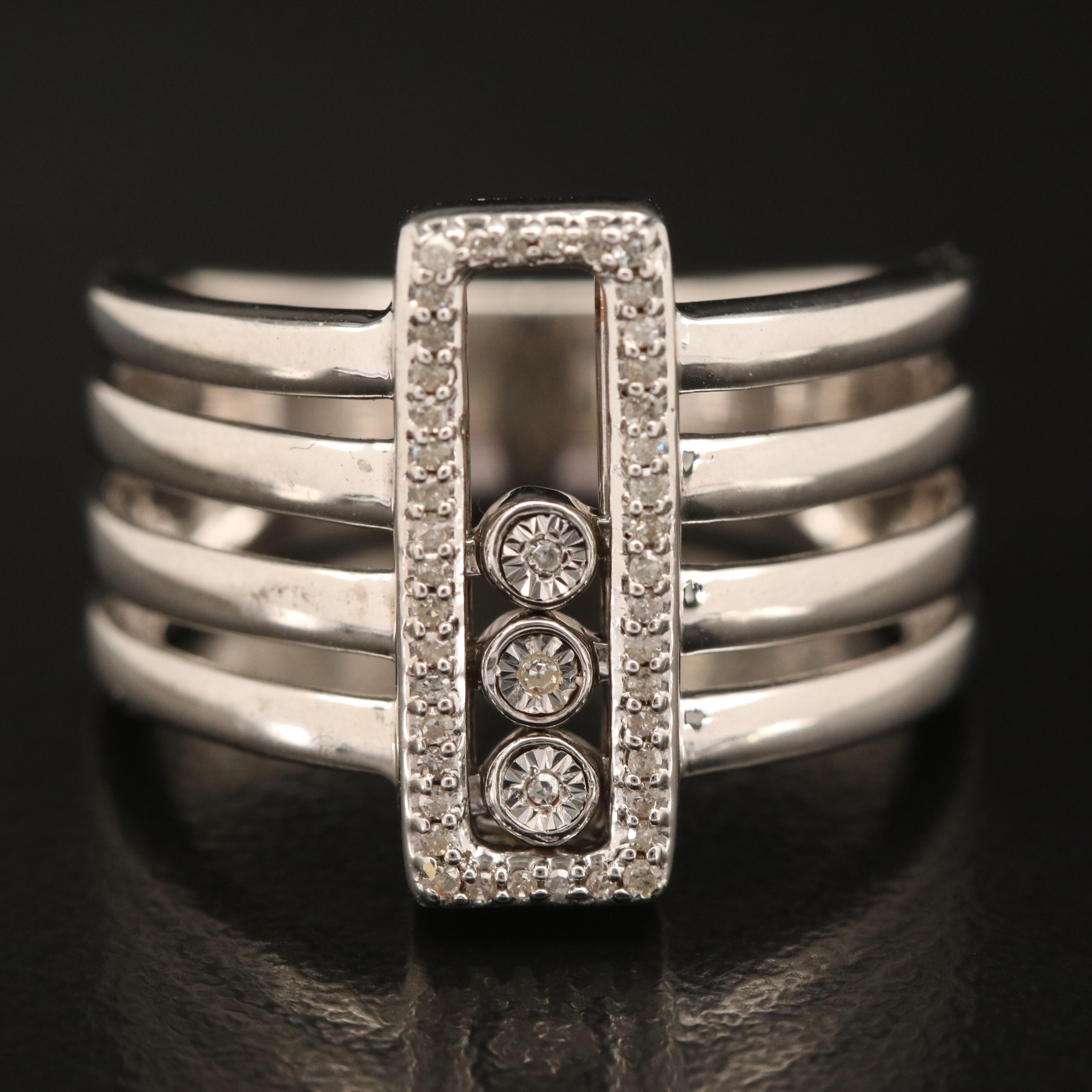 Sterling Diamond Multi-Row Ring | EBTH