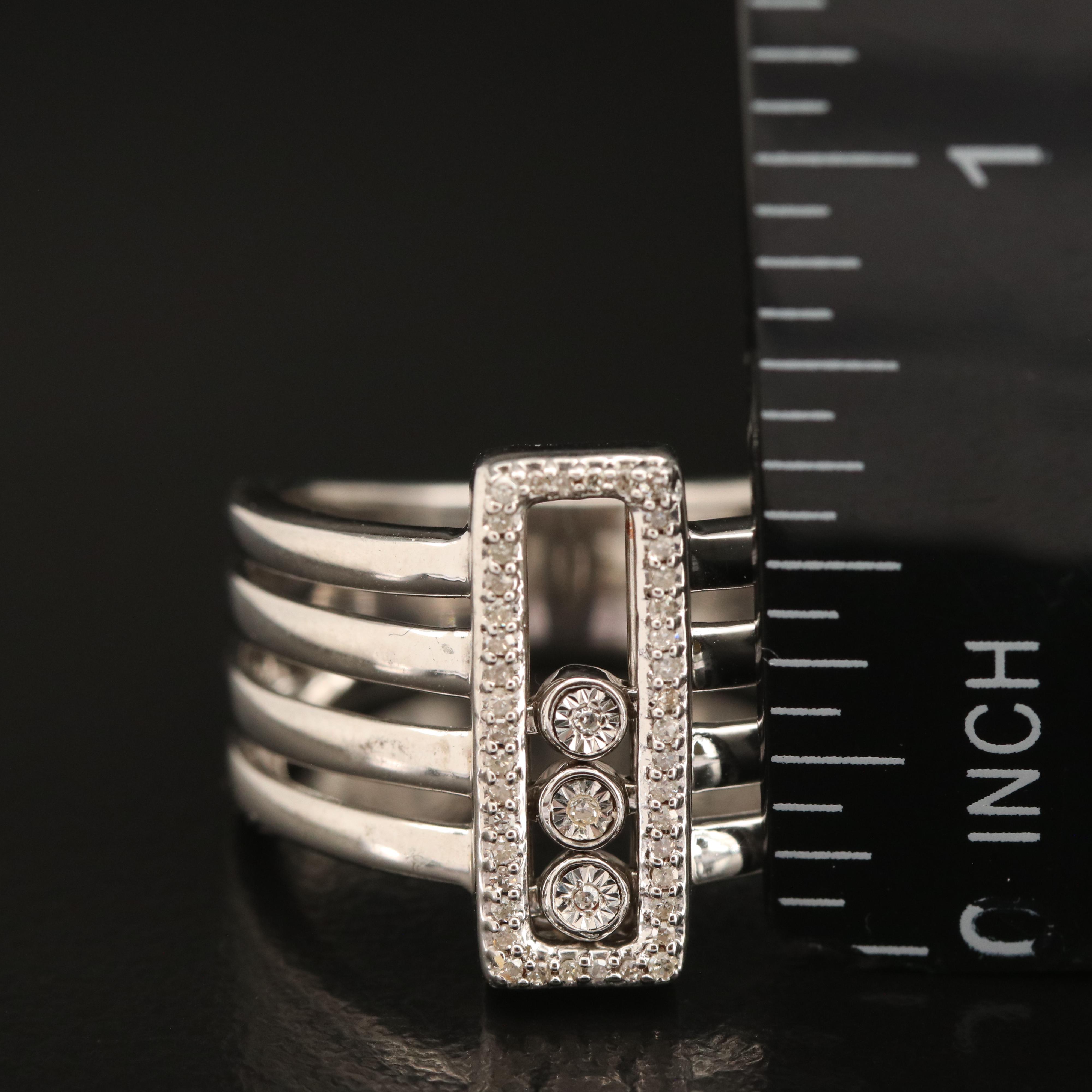 Sterling Diamond Multi-Row Ring | EBTH