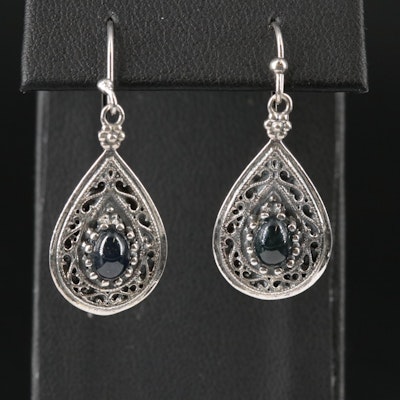 Metal Sapphire Dangle Earrings
