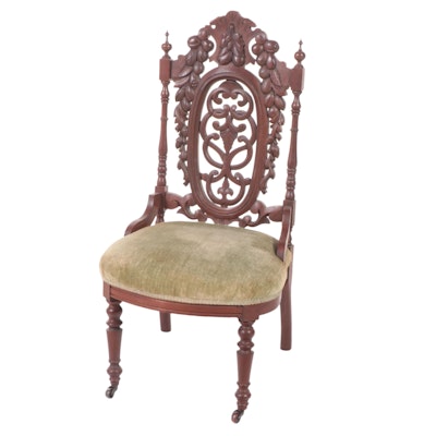 Victorian Walnut Renaissance Revival Side Chair, Late 19th Century