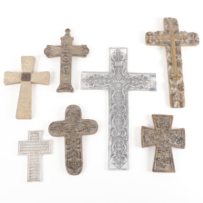 Cast Composite and Metal Decorative Wall Crosses