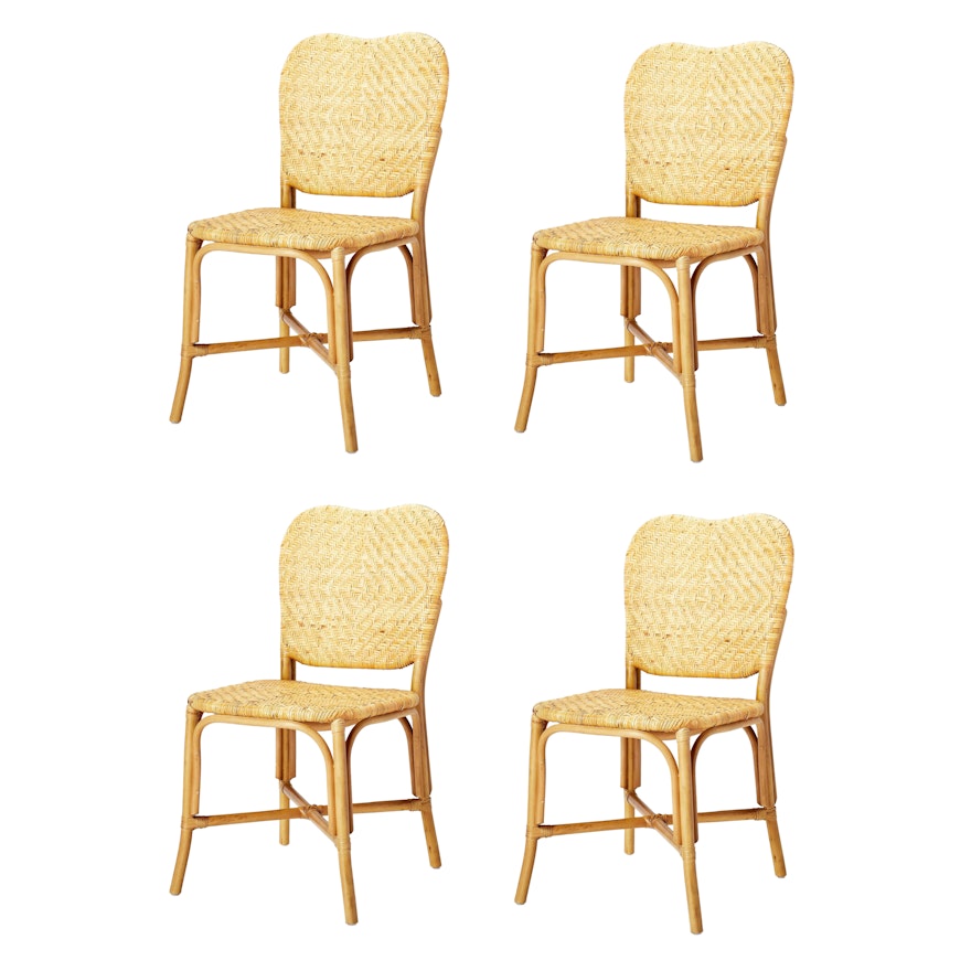 Set of Four Threshold with Studio McGee Interlaken Rattan Woven Dining Chairs
