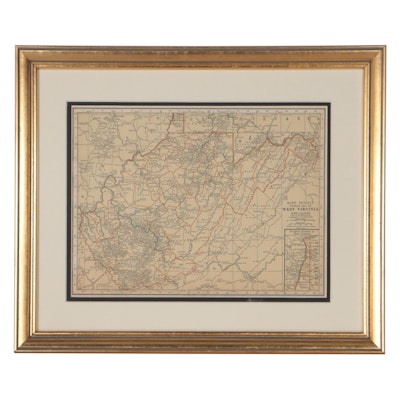 Rand McNally & Co. Wax Engraving Map of West Virginia, Circa 1898