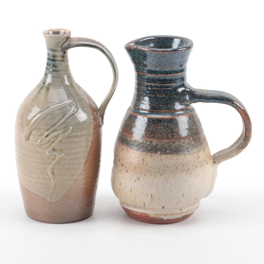 Art Pottery Glazed Stoneware Pitcher and Ewer