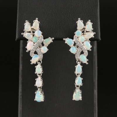 Sterling Opal and Cubic Zirconia Infinity Earrings