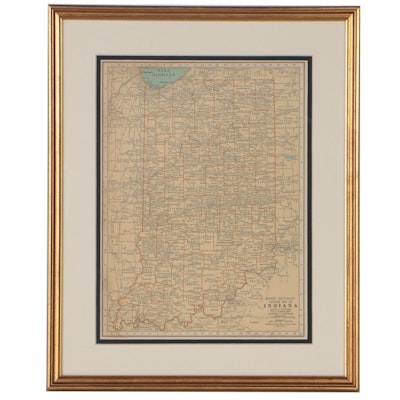 Rand, McNally & Co. Wax Engraving Map of Indiana, Circa 1898
