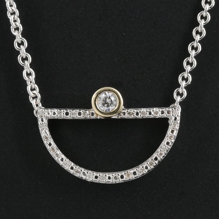 Sterling Diamond Necklace with 10K Accents