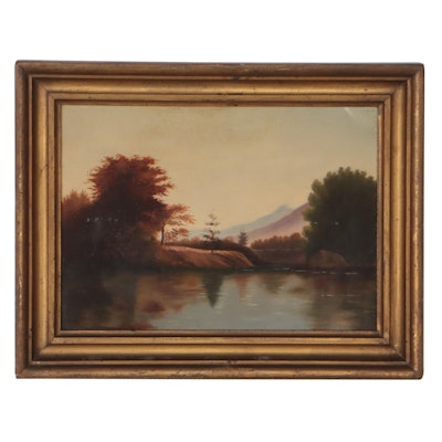 Hudson River School Landscape Oil Painting, Late 19th Century