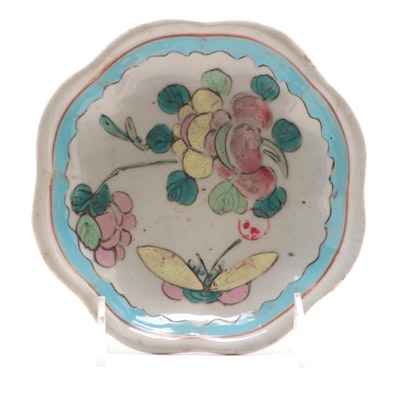Chinese Lobed Footed Dish with Glazed Decoration