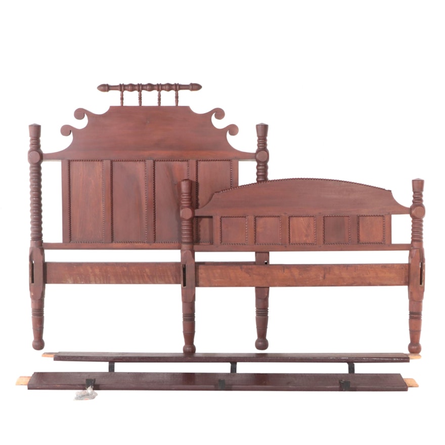 American Classical Mahogany and Pine Bed, Early 19th Century