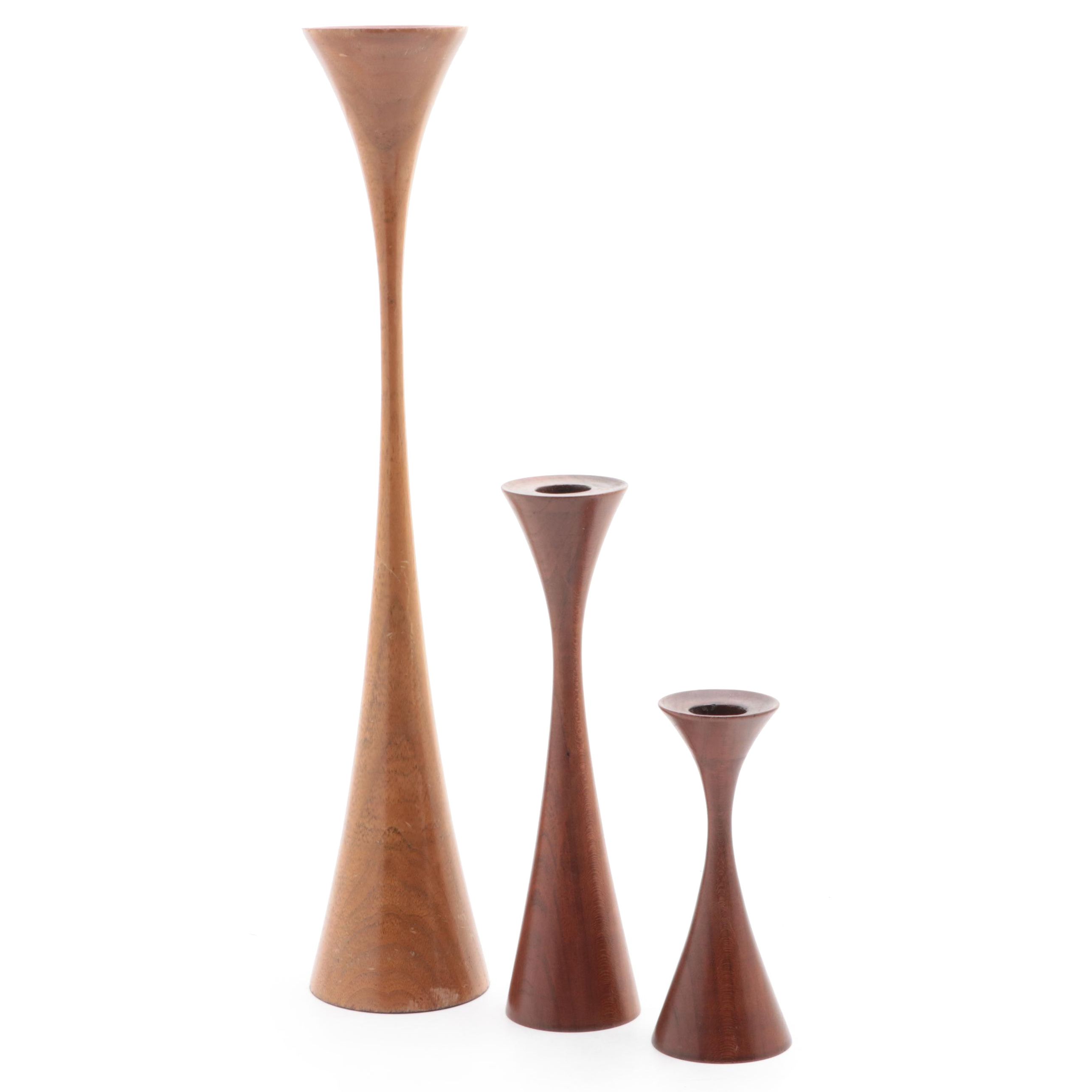Danish Modern Style Wooden Candlesticks EBTH