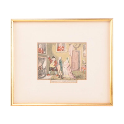 Isaac Cruikshank Hand-Colored Etching "Shewing the Family Pictures"