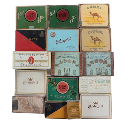 Lucky Strike, Melachrino, Chesterfield and Other Cigarette Boxes