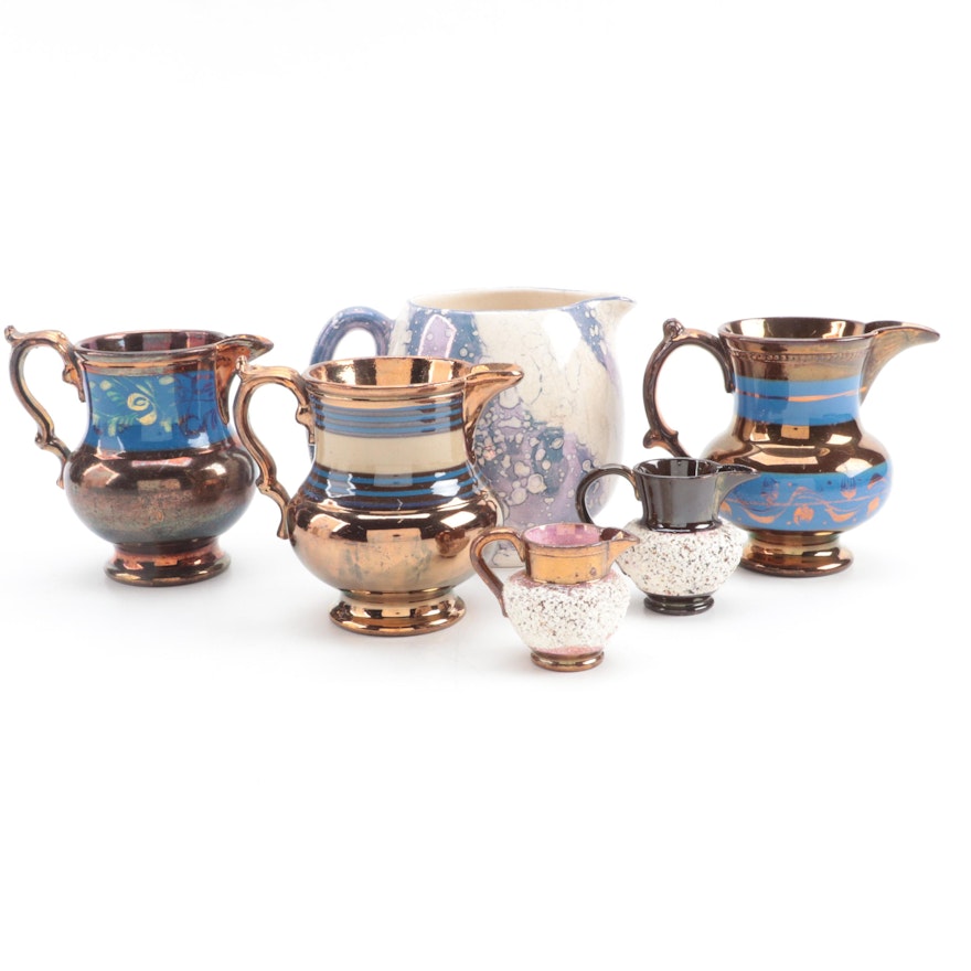 Lancaster & Sons with Other Copper Luster Earthenware Creamers
