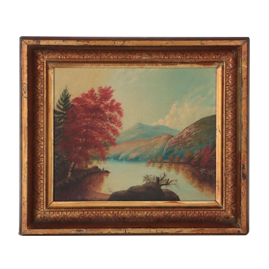 Hudson River School Landscape Oil Painting, Circa 1900