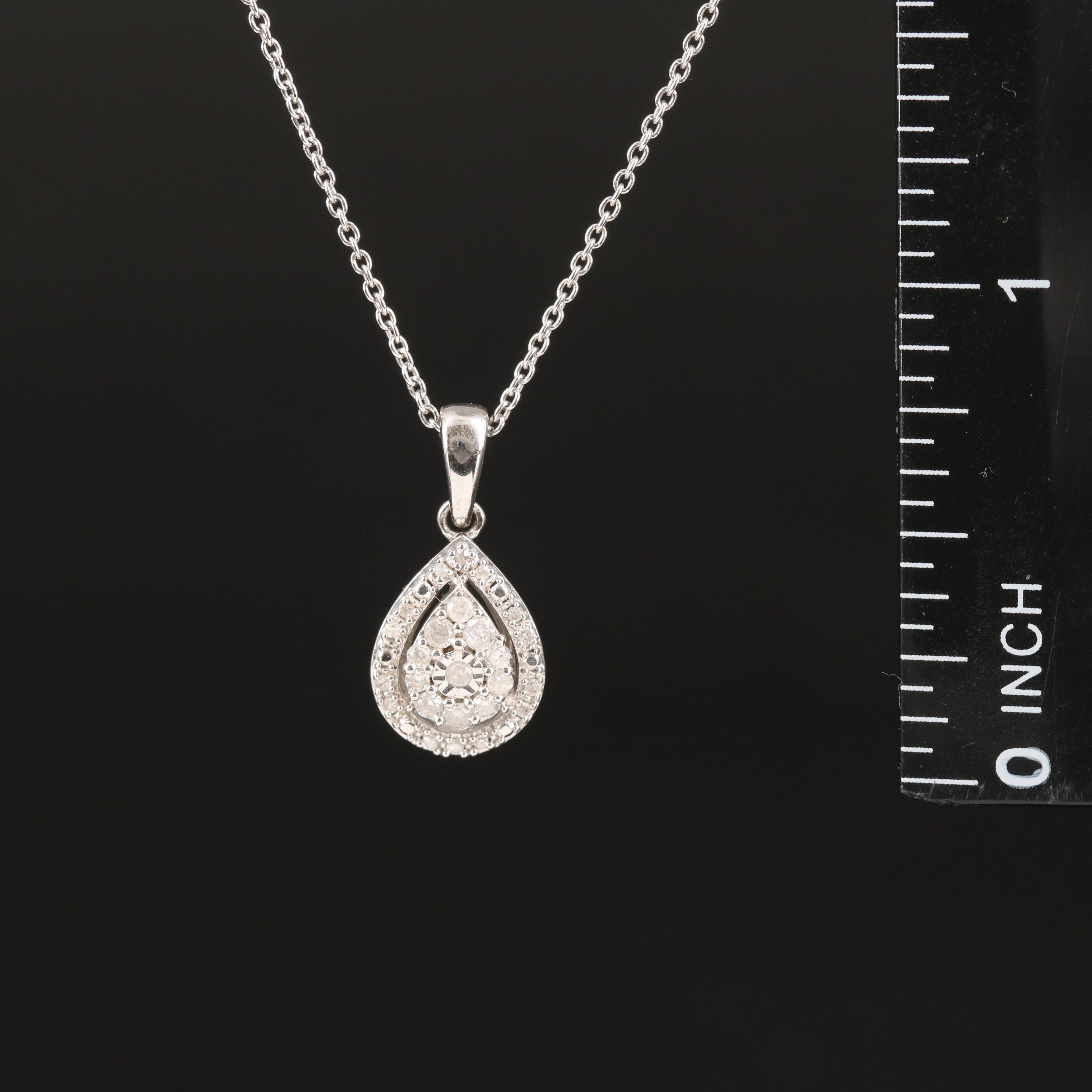 Diamond Teardrop Pendant Necklace in Sterling EBTH