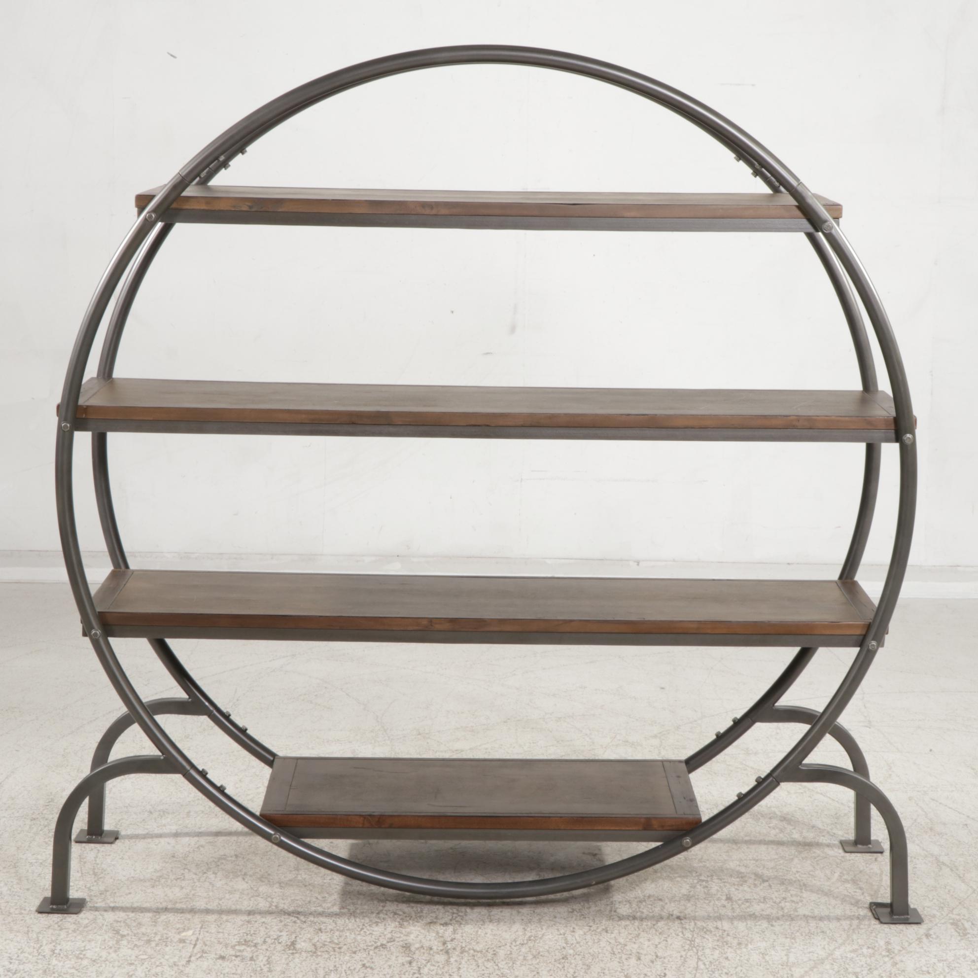 World Market Contemporary Circular Metal and Wood FourTier Étagère EBTH