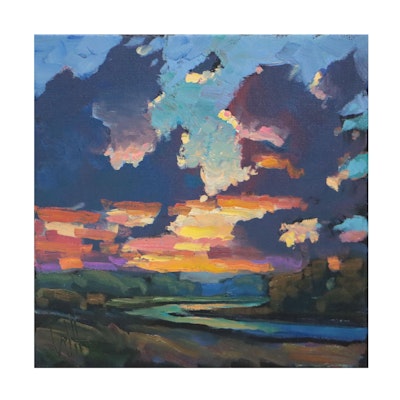 William Hawkins Landscape Oil Painting "Los Colores del Vallecito," 2022