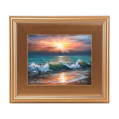 Jevgenijus Litvinas Seascape Oil Painting "Sunset," 2022