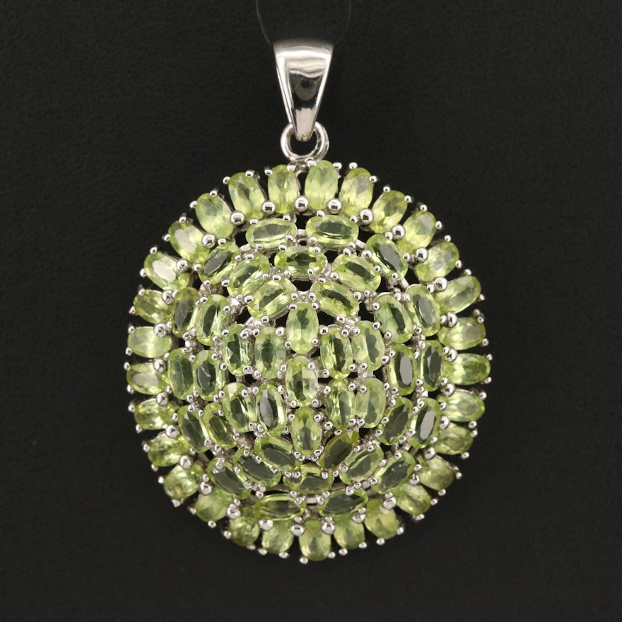 Sterling Peridot Domed Clustered Pendant