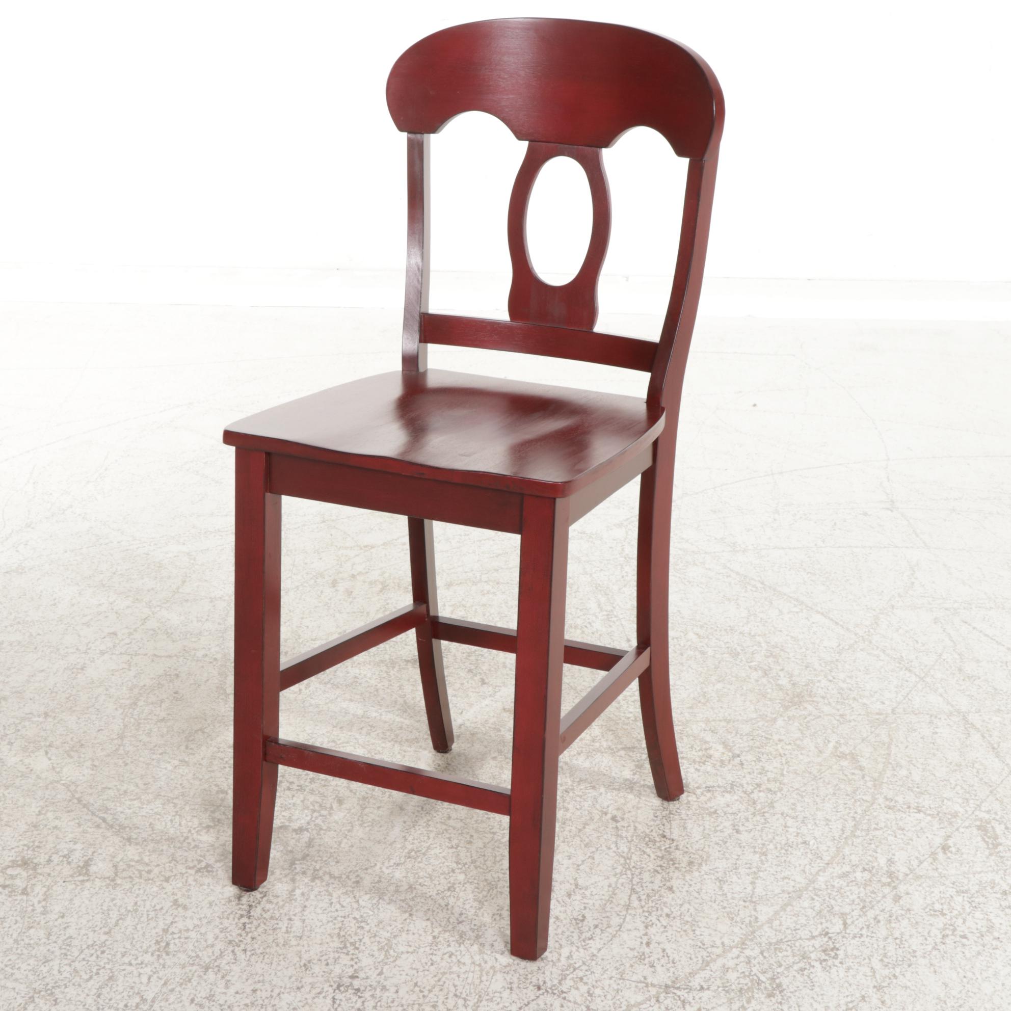 Four Contemporary French Provincial Style Antiqued Red CounterHeight