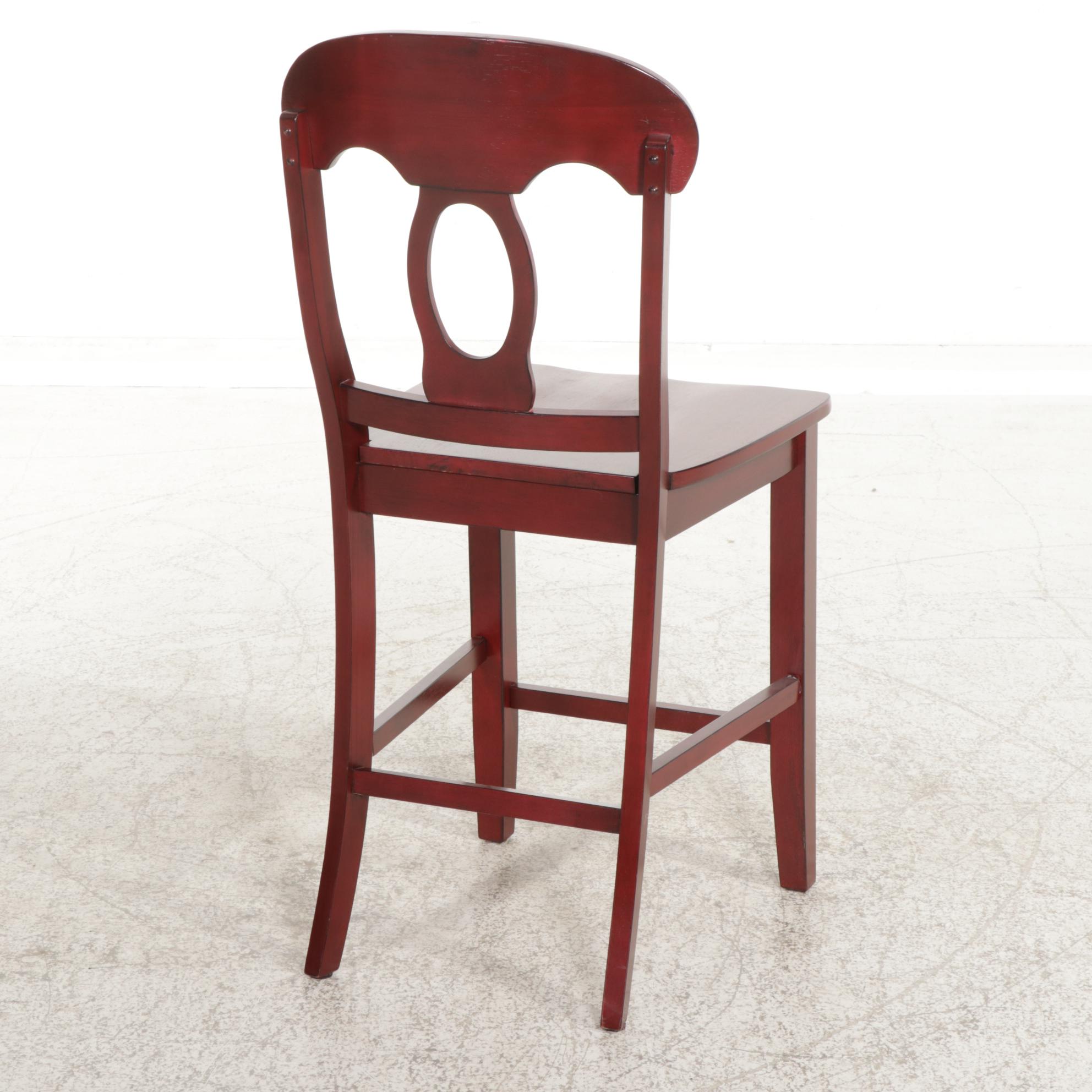 Four Contemporary French Provincial Style Antiqued Red CounterHeight