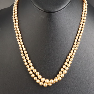 Graduated Faux Pearl Double Strand Necklace