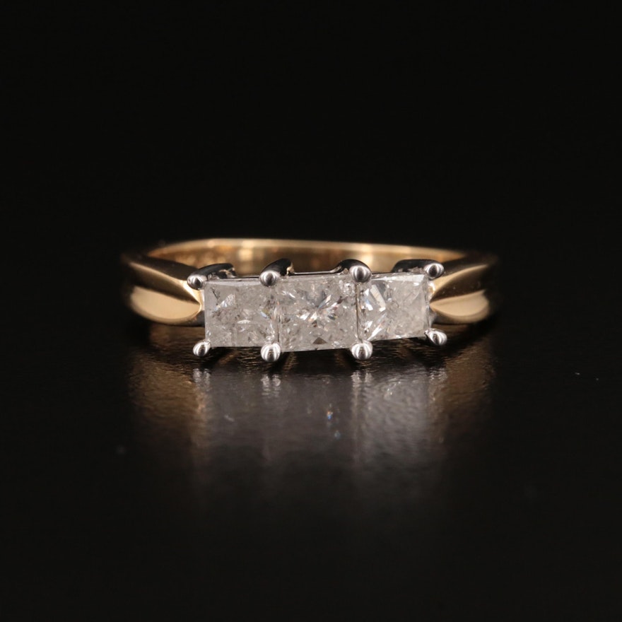14K 0.75 CTW Diamond Three Stone Ring