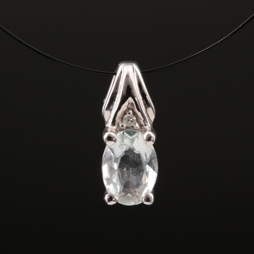 10K Aquamarine and Diamond Pendant