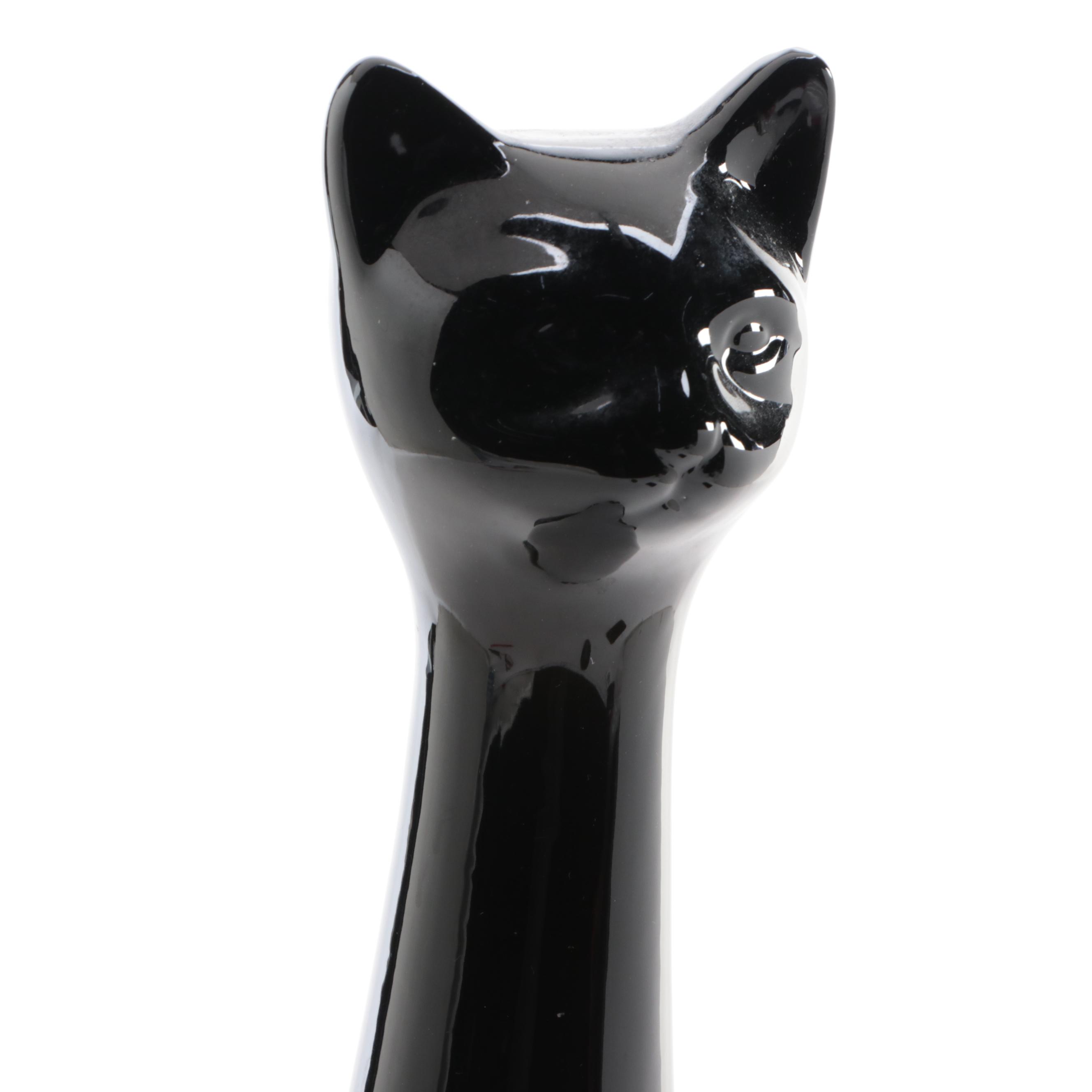 Allure Black Ceramic Cat Toilet Brush Holder EBTH